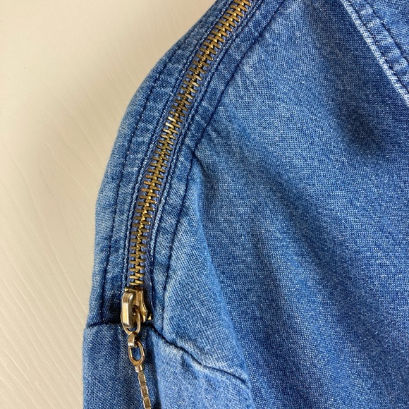 Spencer Alexis 80’s GoldTone Zippers & Other Metal Detail Denim Dress - Picture 6 of 12